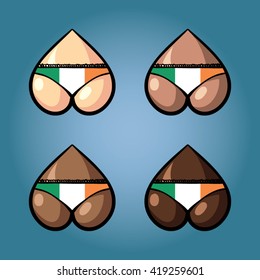 The vector illustration of beautiful women's booty in bikini with stars from flag of Ireland.