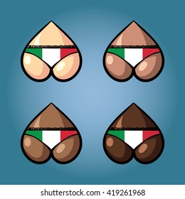 The vector illustration of beautiful women's booty in bikini with stars from flag of Italy.