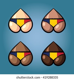 The vector illustration of beautiful women's booty in bikini with stars from flag of Chad.