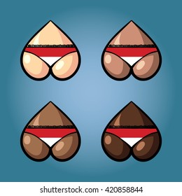 The vector illustration of beautiful women's booty in bikini with stars from flag of  Indonesia.