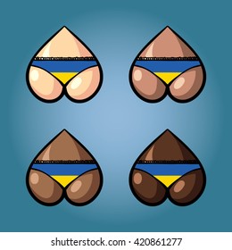 The vector illustration of beautiful women's booty in bikini with stars from flag of Ukraine.