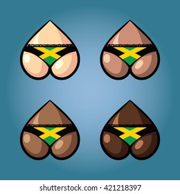 The vector illustration of beautiful women's booty in bikini with stars from flag of Jamaica.