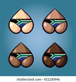 The vector illustration of beautiful women's booty in bikini with stars from flag of South Africa.