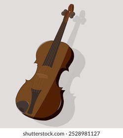 Ilustração vetorial de belo violino de madeira em estilo de desenhos animados isolado no fundo branco