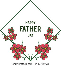 Vector illustration beautiful wreath frame with letter of happy father days
