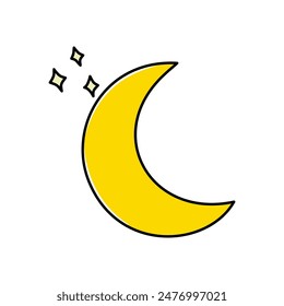 Vector illustration of a beautiful yellow moon and twinkling stars.