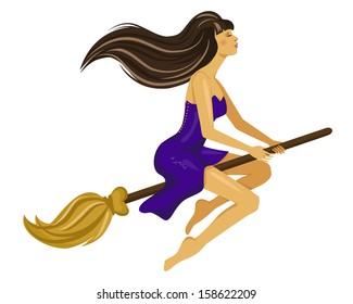 Vector illustration of a beautiful young witch
