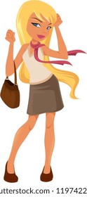 Vector illustration of a beautiful young woman wearing a classy stylish outfit.