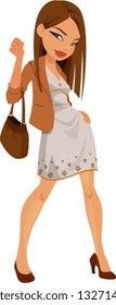 Vector illustration of a beautiful young woman wearing a stylish summer outfit