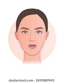 Vector illustration of beautiful young woman in realistic style