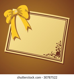 Vector illustration of beautifull frame decorated with bow and floral elements.