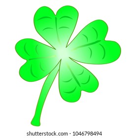 Vector Illustration - Beautifull light green cloverleaf with four leafs, happiness for St. Patricks day