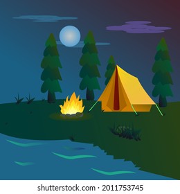 ilustración vectorial de un bello campamento de verano. adecuado para el diseño de la imagen y promoción de sus anuncios o educados.