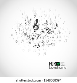 Vector illustration of a beautifully bright card with musical notes. The concept of musical artists, creating music, dance.