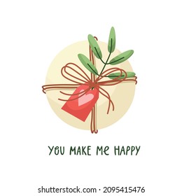 Vector illustration of a beautifully decorated Valentine's Day gift. Flat style