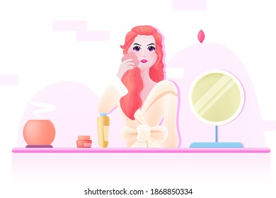 The vector illustration of beauty is being broadcast live on the Internet