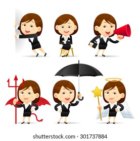 Vector illustration - Beauty businesswoman character set