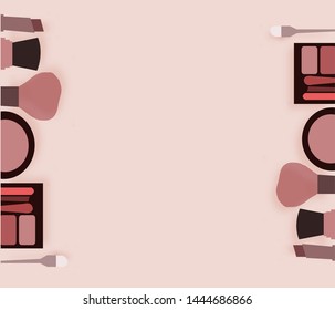 Vector illustration with beauty and cosmetic products, makeup. Design for card, banner, poster or print. 