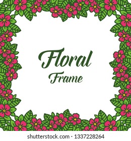 Vector illustration beauty crowd red floral frame hand drawn