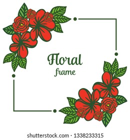 Vector illustration beauty crowd red floral frames blooms hand drawn