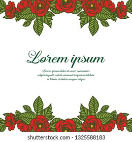 Vector illustration the beauty of flower frames and green leaves for write hello hand drawn