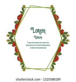 Vector illustration the beauty of flower frames and green leaves for write hello hand drawn