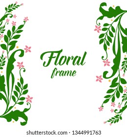 Vector illustration beauty green foliage with various shape floral frame hand drawn
