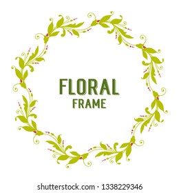 Vector illustration beauty green leafy floral frame hand drawn