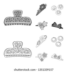 Vector illustration of beauty and hair fashion icon. Collection of beauty and female stock vector illustration.