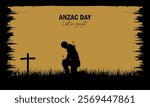 Vector illustration of beauty landscape. Remembrance day symbol. Lest we forget. Anzac day background with soldier.