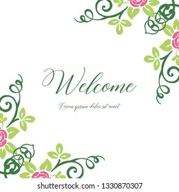Vector illustration beauty leaf floral frame with welcome invitation hand drawn