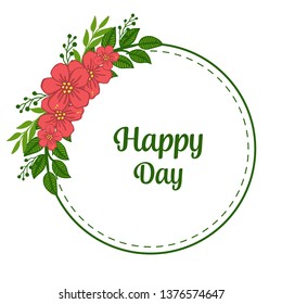 Vector illustration beauty of leaf floral frame for letter happy day hand drawn