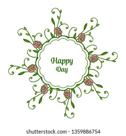 Vector illustration beauty of leaf flower frame for card happy day wedding hand drawn