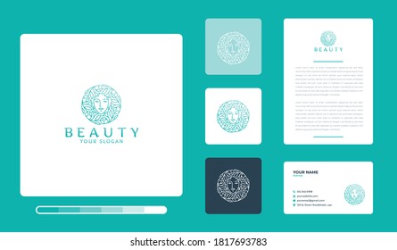 Ilustración vectorial de la plantilla de diseño del logotipo de belleza. Aislado sobre un fondo de color.