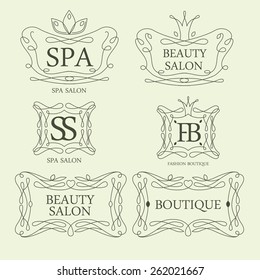 Vector illustration. Beauty logo templates set.