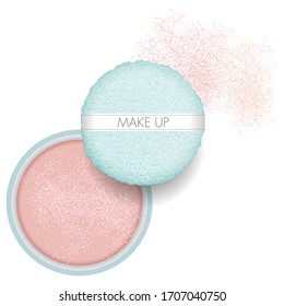 vector illustration - beauty makeup object - face complexion powder.