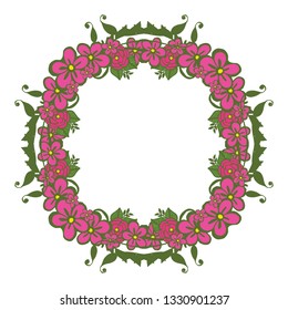 Vector illustration beauty pink flower frame hand drawn