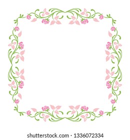 Vector illustration beauty pink flower frame with card hand drawn