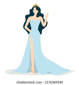 Vector Illustration Of Beauty Queen Pageant Winner On White Background