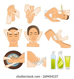 A vector illustration of beauty spa icons