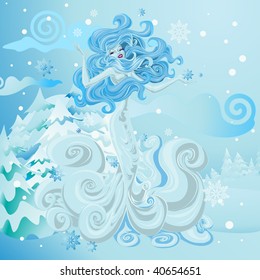 Vector Illustration Ice Princess Cartoon Concept: เวกเตอร์สต็อก (ปลอด