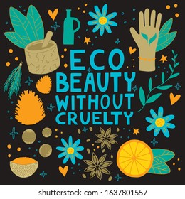 Vector illustration beauty without cluelty lettering.