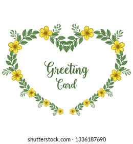 Vector illustration beauty yellow flower frames blooms for greeting cards hand drawn
