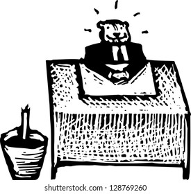Vector illustration of a beaver at desk