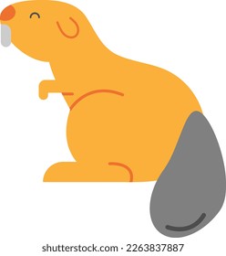 Vector illustration of a beaver. Beaver tail. Dam builder.