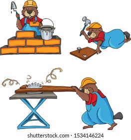 Vector illustration with beavers builders