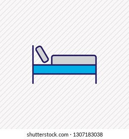 Vector illustration of bed icon colored line. Beautiful travel element also can be used as mattress icon element.