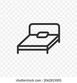 Vector illustration of bed icon in dark color and transparent background(png).