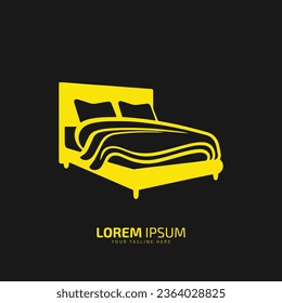 Vector illustration of a bed. Isolated on a black background.
