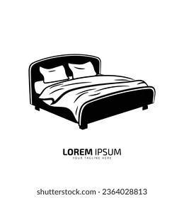 Ilustración vectorial de un icono de cama con el logotipo de la cama Aislado sobre un fondo blanco.